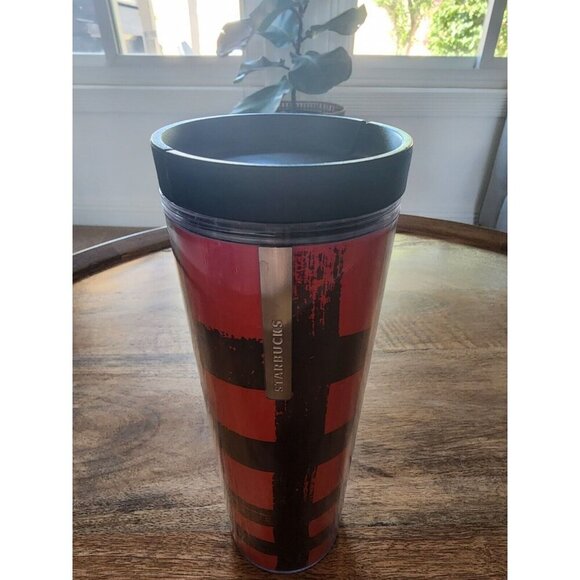 2013 Starbucks Coffee Red Plaid Travel Tumbler | BPA | Free 16oz - Picture 1 of 3